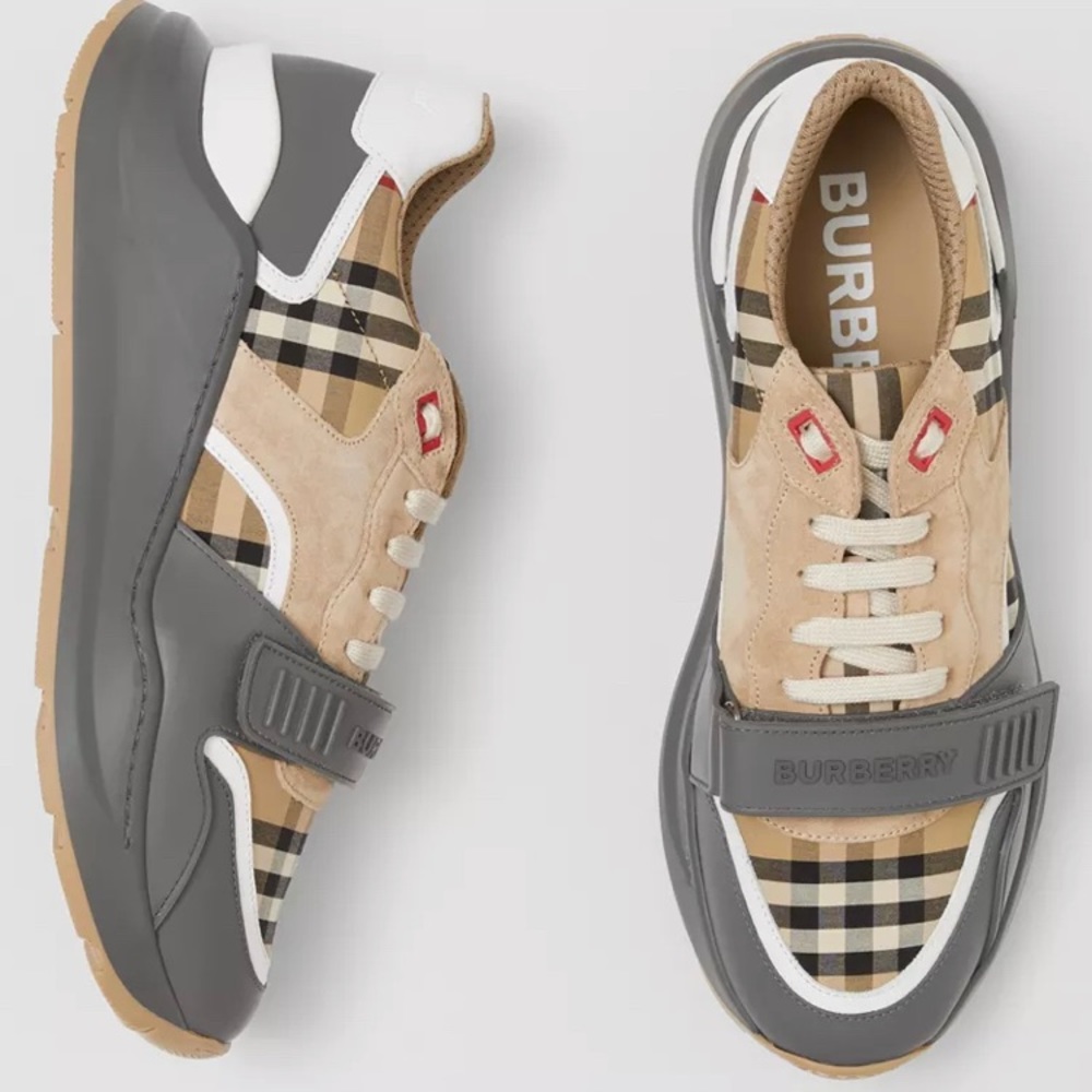 Burberry vintage Check, Suede and Leather Sneakers